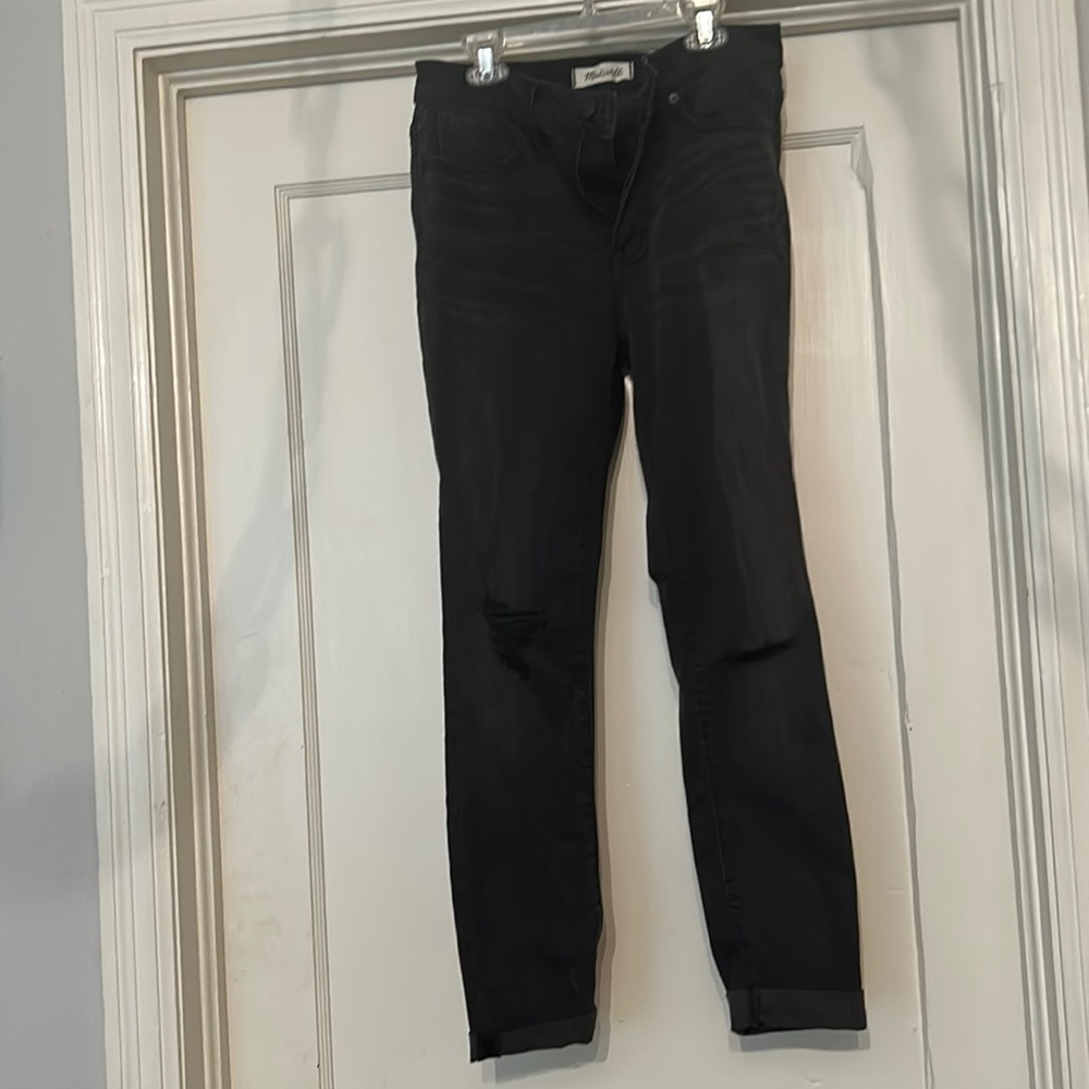 Madewell black wash jean, 9” mid-rise skinny - size 27